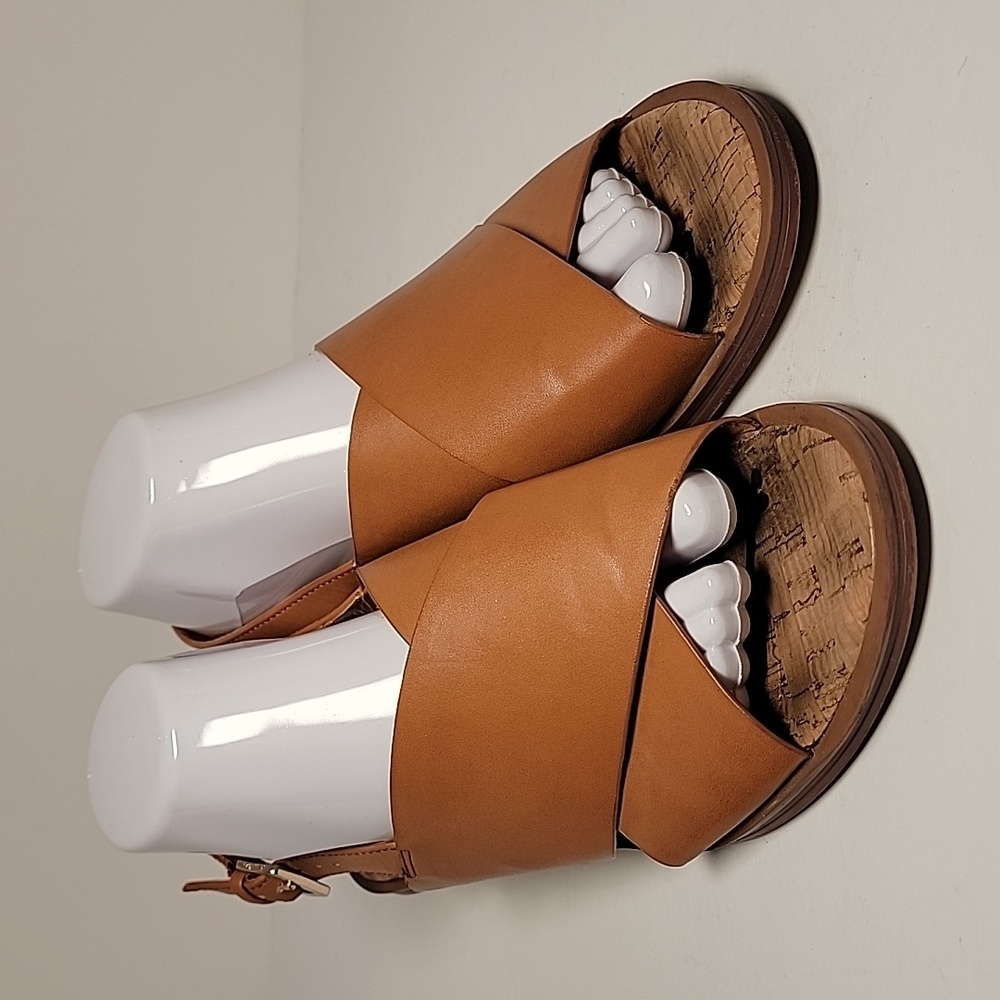 Sam Edelman Torin Sandals Faux Brown Leather Open Toe Sling‎ Back Adjustable 8.5